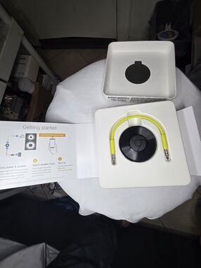 Google Chromecast Audio with Yellow AUX Cable